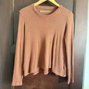 ENZO COSTA | Brown Long Sleeve Shirt RIb Knit | Extra Small Minimalist